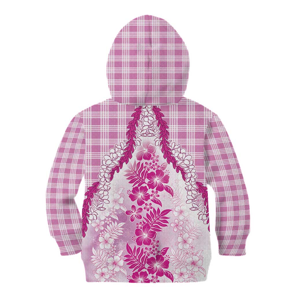 Aloha Hawaii Palaka Kid Hoodie Pink Plumeria Lei - Polynesian Pride