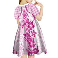 Aloha Hawaii Palaka Kid Short Sleeve Dress Pink Plumeria Lei - Polynesian Pride