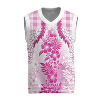 Aloha Hawaii Palaka Christmas Knitted V-Neck Vest Pink Plumeria Lei - Polynesian Pride