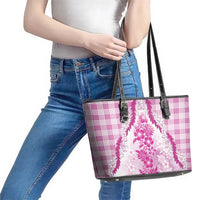 Aloha Hawaii Palaka Leather Tote Bag Pink Plumeria Lei - Polynesian Pride
