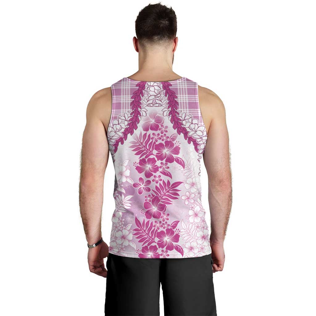 Aloha Hawaii Palaka Men Tank Top Pink Plumeria Lei - Polynesian Pride