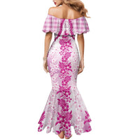 Aloha Hawaii Palaka Mermaid Dress Pink Plumeria Lei - Polynesian Pride