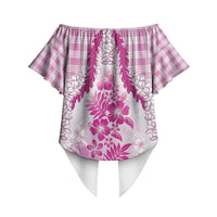 Aloha Hawaii Palaka Off Shoulder Wrap Waist Top Pink Plumeria Lei LT05 - Polynesian Pride