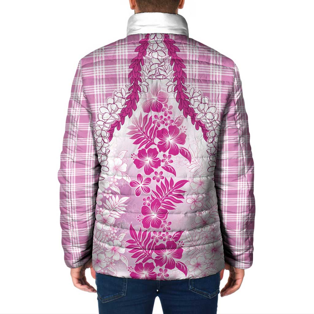 Aloha Hawaii Palaka Padded Jacket Pink Plumeria Lei - Polynesian Pride