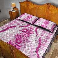 Aloha Hawaii Palaka Quilt Bed Set Pink Plumeria Lei - Polynesian Pride