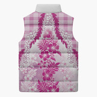 Aloha Hawaii Palaka Sleeveless Puffer Jacket Pink Plumeria Lei - Polynesian Pride