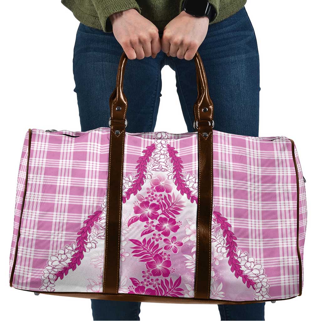 Aloha Hawaii Palaka Travel Bag Pink Plumeria Lei - Polynesian Pride