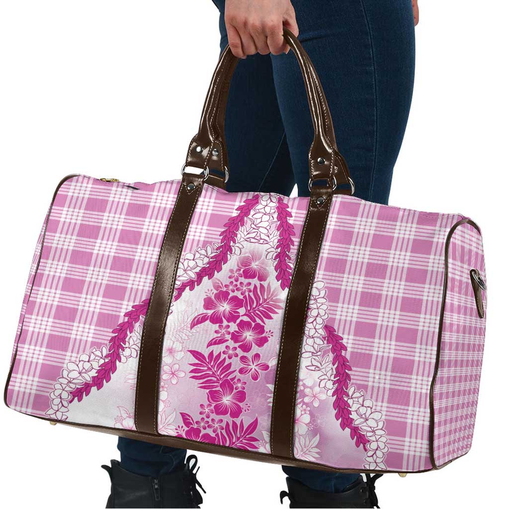 Aloha Hawaii Palaka Travel Bag Pink Plumeria Lei - Polynesian Pride