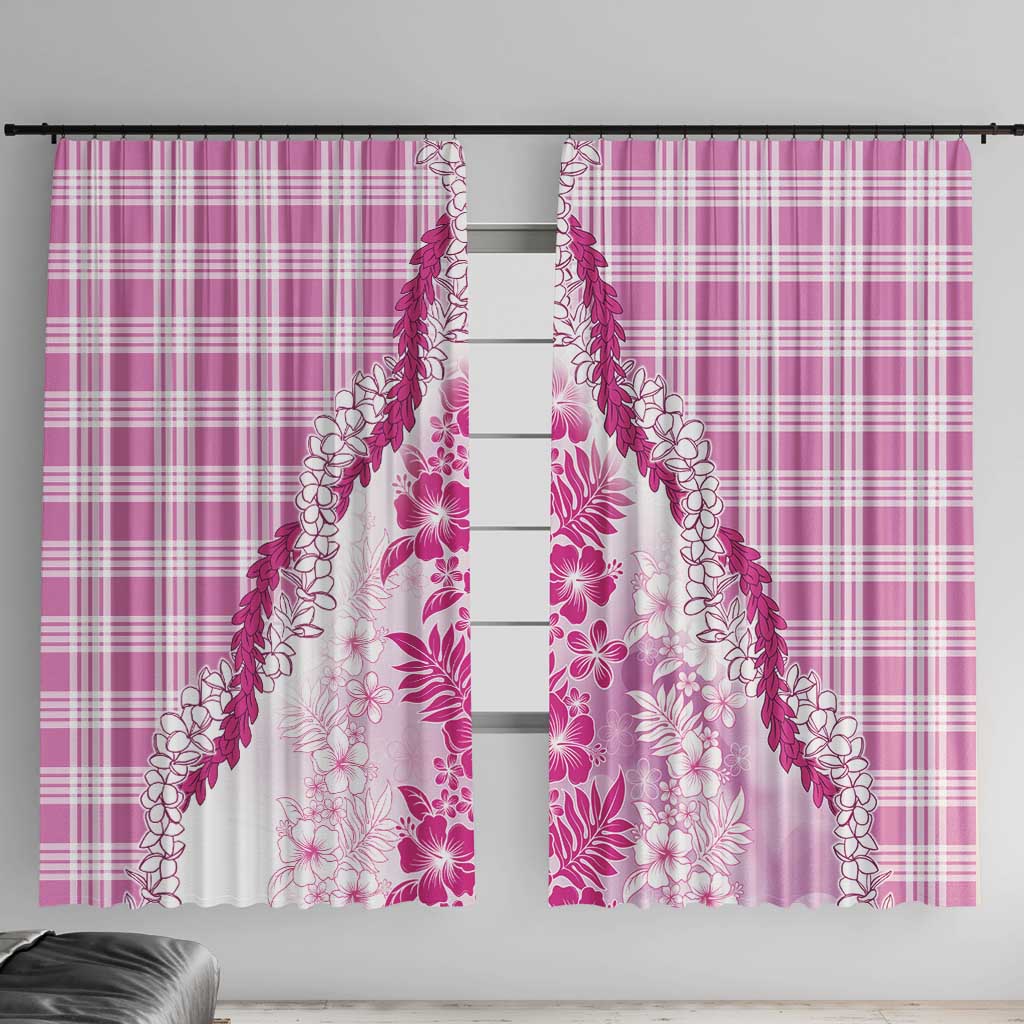 Aloha Hawaii Palaka Window Curtain Pink Plumeria Lei - Polynesian Pride