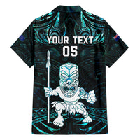 Custom New Zealand Maori Taiaha Family Matching Short Sleeve Bodycon Dress and Hawaiian Shirt Tiki Warrior Paua Shell LT05 - Polynesian Pride