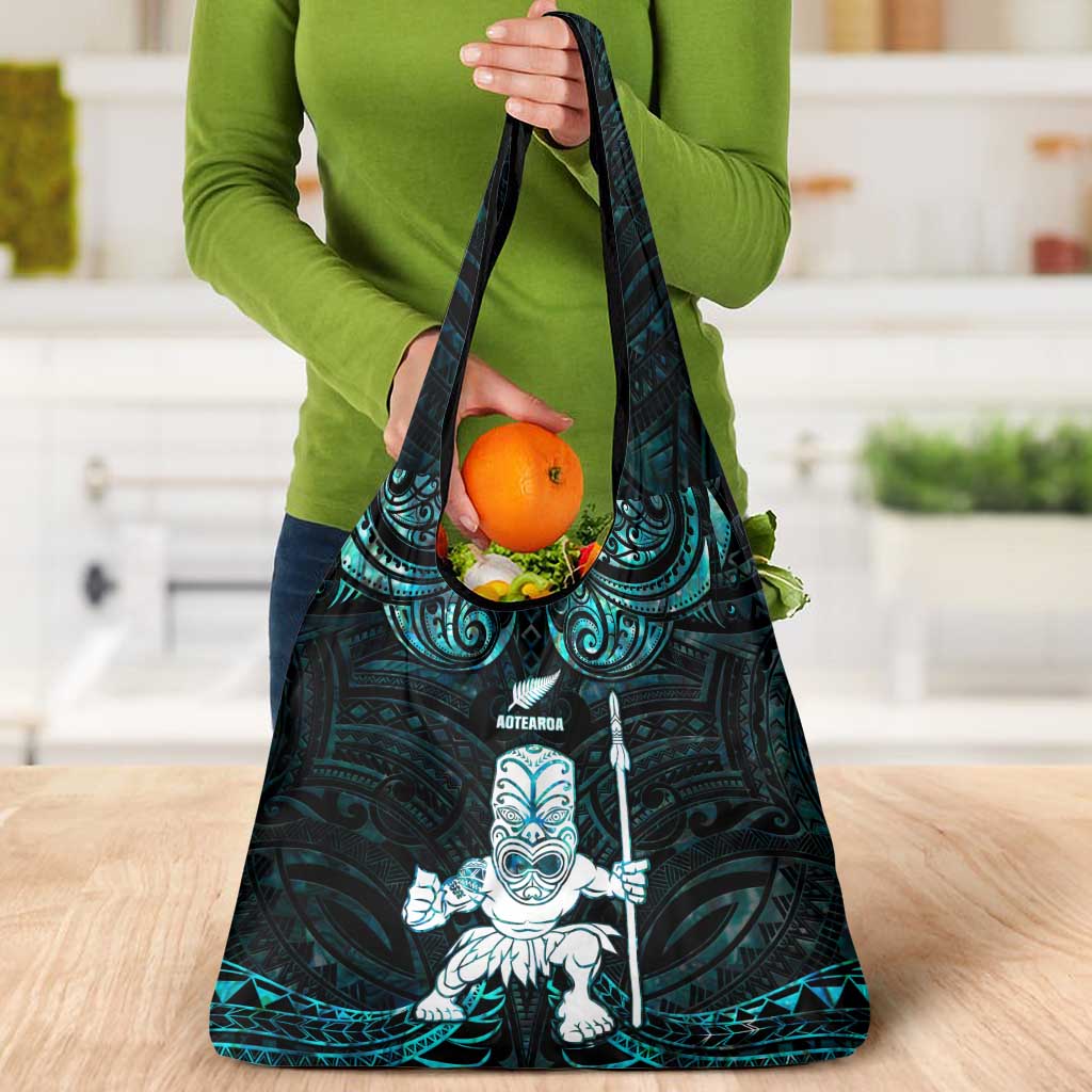 New Zealand Maori Taiaha Grocery Bag Tiki Warrior Paua Shell