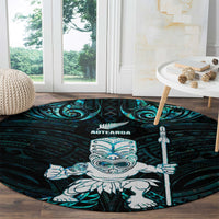 New Zealand Maori Taiaha Round Carpet Tiki Warrior Paua Shell LT05 - Polynesian Pride