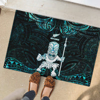 New Zealand Maori Taiaha Rubber Doormat Tiki Warrior Paua Shell LT05 - Polynesian Pride