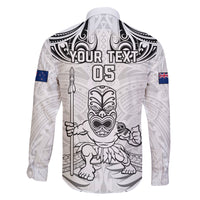 Custom New Zealand Maori Taiaha Family Matching Puletasi and Hawaiian Shirt Tiki Warrior White LT05 - Polynesian Pride