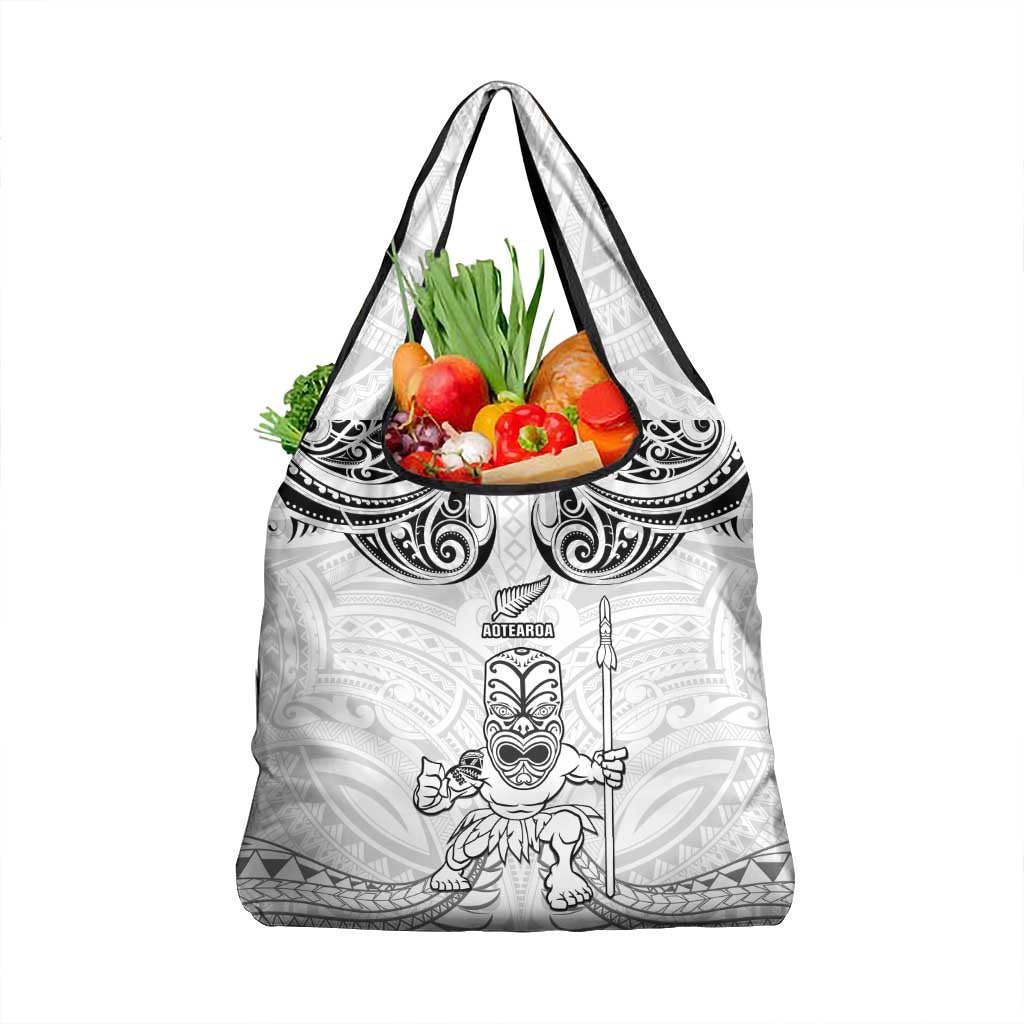 New Zealand Maori Taiaha Grocery Bag Tiki Warrior White