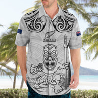 Custom New Zealand Maori Taiaha Hawaiian Shirt Tiki Warrior White LT05 - Polynesian Pride