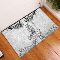 New Zealand Maori Taiaha Rubber Doormat Tiki Warrior White LT05 White - Polynesian Pride