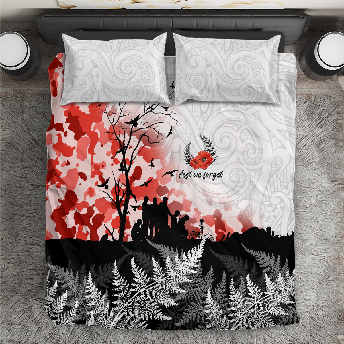 Kei Wareware Tatou New Zealand ANZAC Day Bedding Set Lest We Forget LT05 White - Polynesian Pride