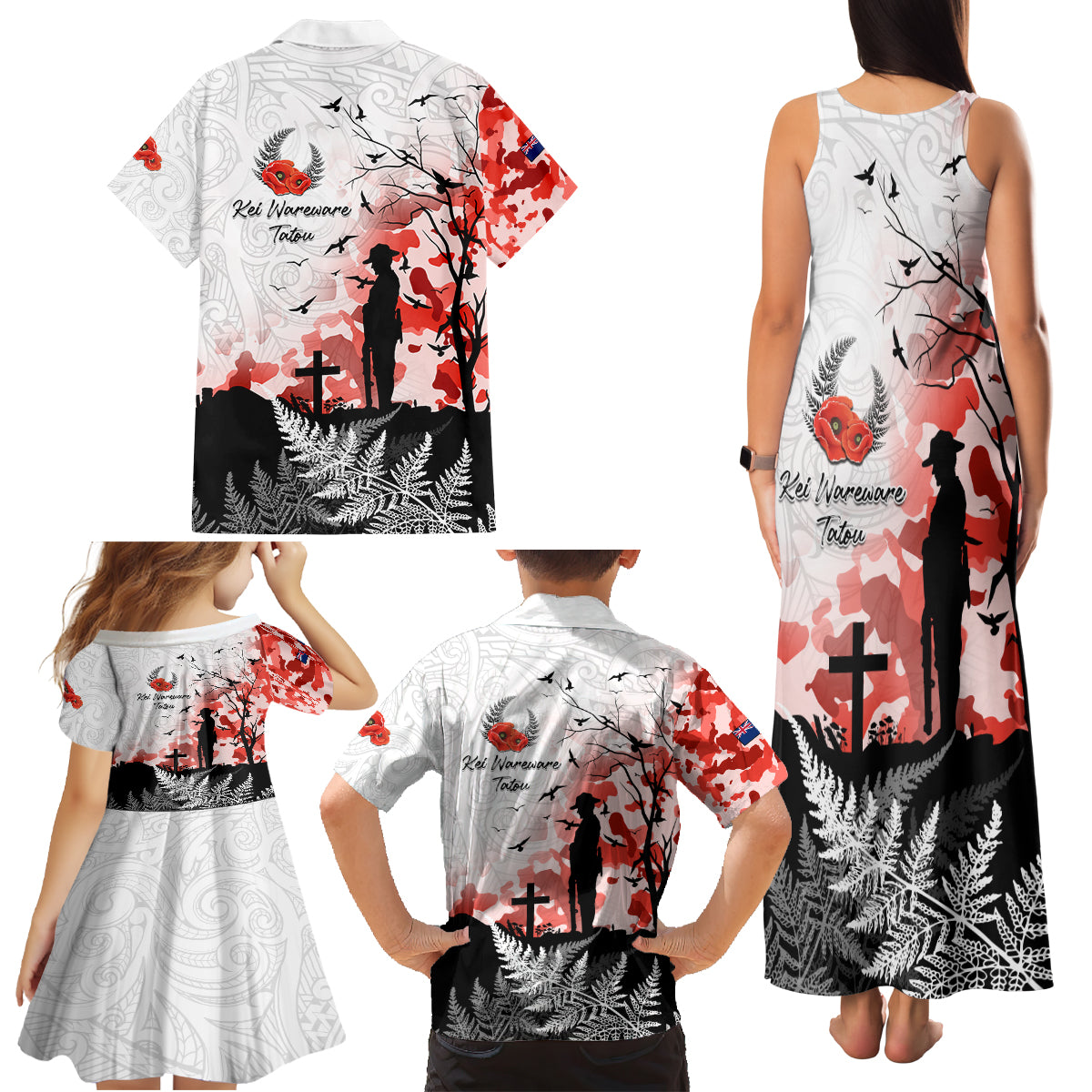 Kei Wareware Tatou New Zealand ANZAC Day Family Matching Tank Maxi Dress and Hawaiian Shirt Lest We Forget LT05 - Polynesian Pride