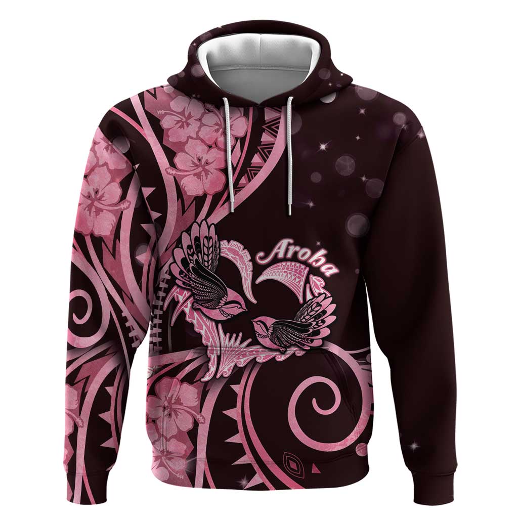 New Zealand Valentine Hoodie Aroha Sweet Pink Piwakawaka