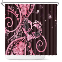 New Zealand Valentine Shower Curtain Aroha Sweet Pink Piwakawaka