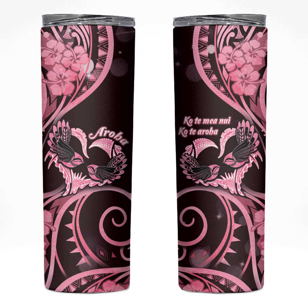New Zealand Valentine Skinny Tumbler Aroha Sweet Pink Piwakawaka LT05 Pink - Polynesian Pride