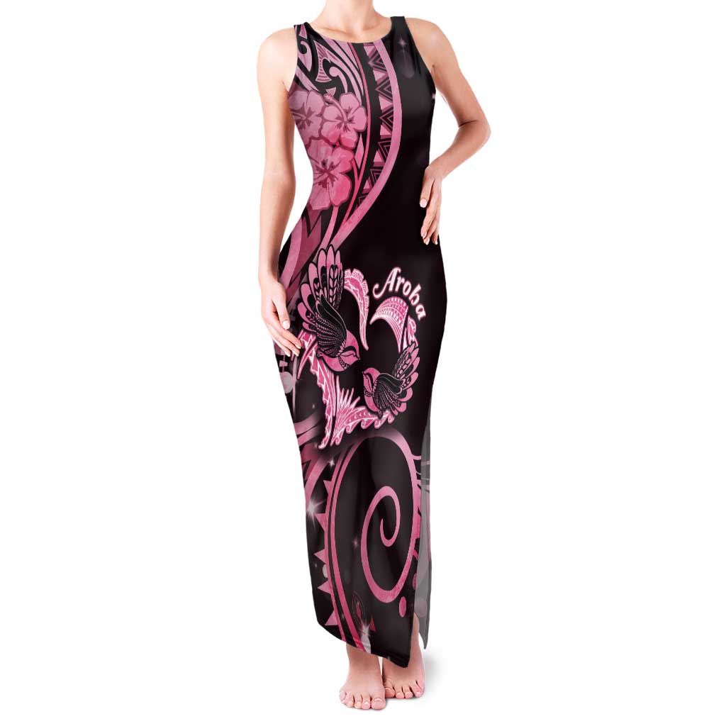 New Zealand Valentine Tank Maxi Dress Aroha Sweet Pink Piwakawaka LT05 Women Pink - Polynesian Pride