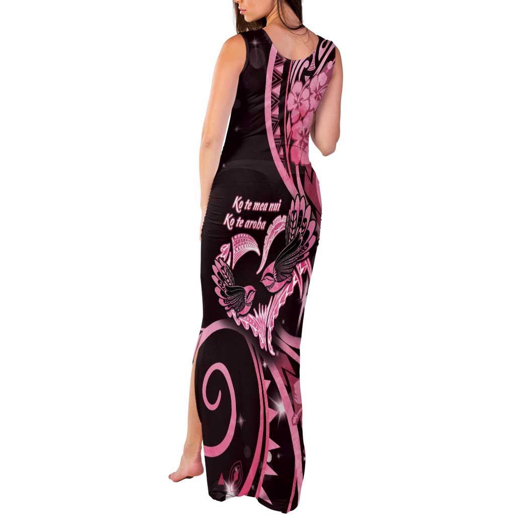 New Zealand Valentine Tank Maxi Dress Aroha Sweet Pink Piwakawaka LT05 - Polynesian Pride