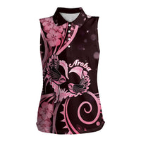 New Zealand Valentine Women Sleeveless Polo Shirt Aroha Sweet Pink Piwakawaka LT05 Female Pink - Polynesian Pride