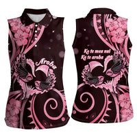 New Zealand Valentine Women Sleeveless Polo Shirt Aroha Sweet Pink Piwakawaka LT05 - Polynesian Pride