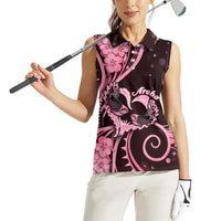 New Zealand Valentine Women Sleeveless Polo Shirt Aroha Sweet Pink Piwakawaka LT05 - Polynesian Pride