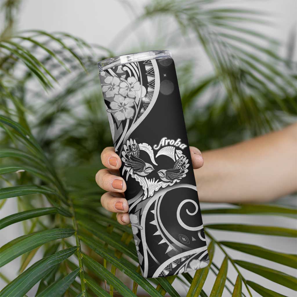 New Zealand Valentine Skinny Tumbler Aroha Gray Piwakawaka LT05 - Polynesian Pride