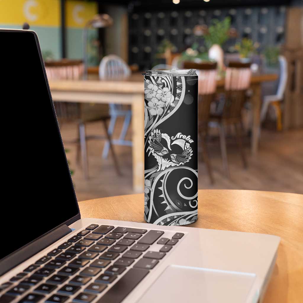 New Zealand Valentine Skinny Tumbler Aroha Gray Piwakawaka LT05 - Polynesian Pride