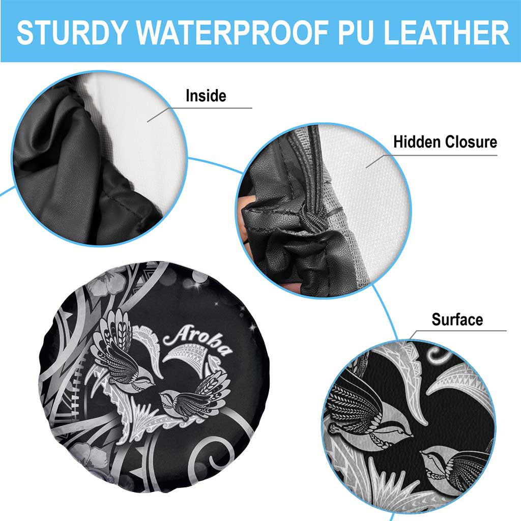 New Zealand Valentine Spare Tire Cover Aroha Gray Piwakawaka