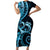 New Zealand Valentine Family Matching Short Sleeve Bodycon Dress and Hawaiian Shirt Aroha Cyan Piwakawaka