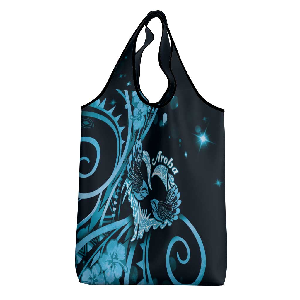 New Zealand Valentine Grocery Bag Aroha Cyan Piwakawaka