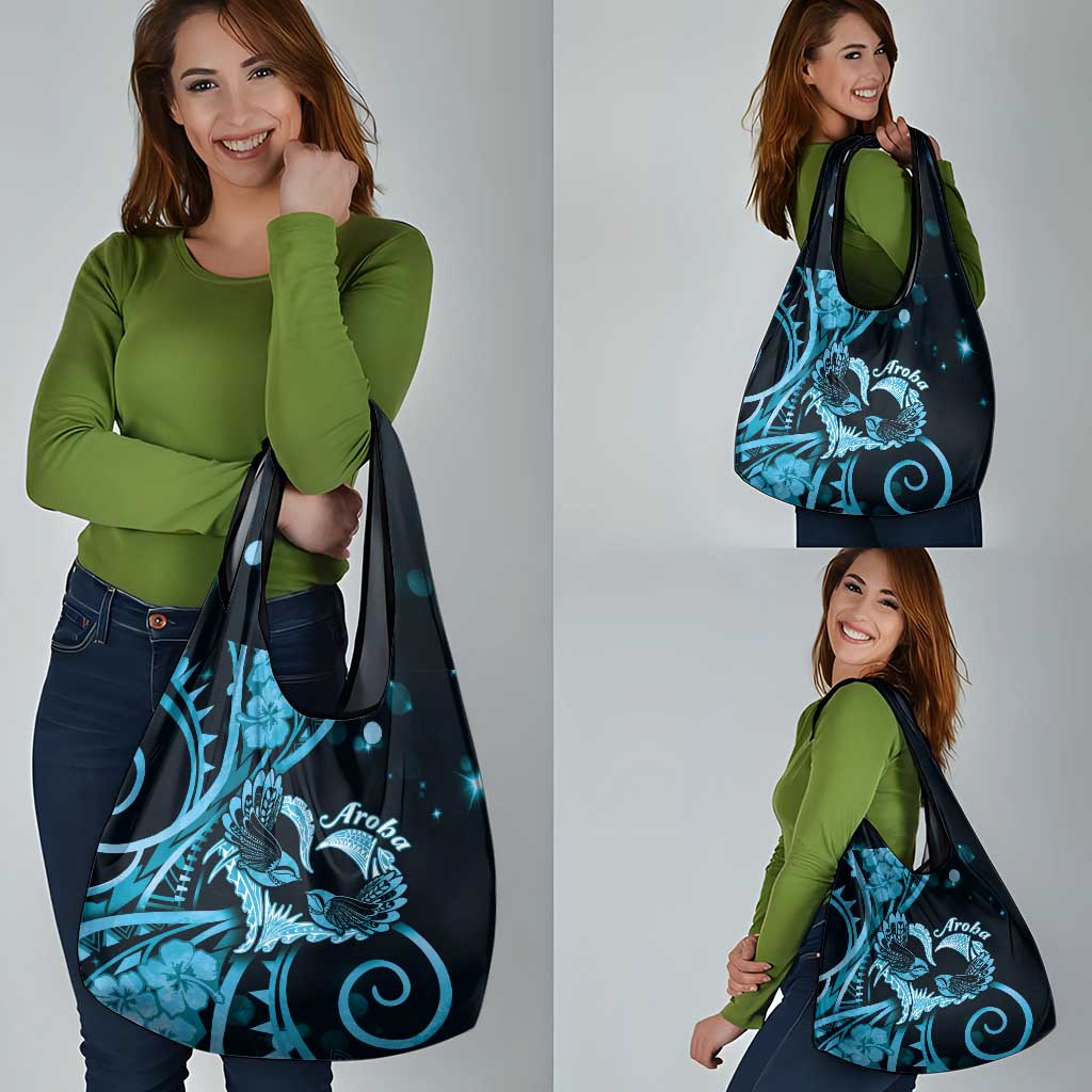 New Zealand Valentine Grocery Bag Aroha Cyan Piwakawaka