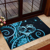 New Zealand Valentine Rubber Doormat Aroha Cyan Piwakawaka