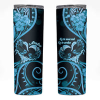 New Zealand Valentine Skinny Tumbler Aroha Cyan Piwakawaka LT05 Cyan - Polynesian Pride
