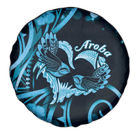 New Zealand Valentine Spare Tire Cover Aroha Cyan Piwakawaka