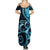 New Zealand Valentine Summer Maxi Dress Aroha Cyan Piwakawaka