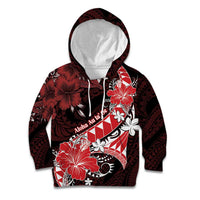 Personalised Hawaii Valentine Day Kid Hoodie Polynesian Hibiscus Art Style Red
