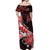 Personalised Hawaii Valentine Day Off Shoulder Maxi Dress Polynesian Hibiscus Art Style Red