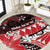 Hawaii Valentine Day Round Carpet Polynesian Hibiscus Art Style Red