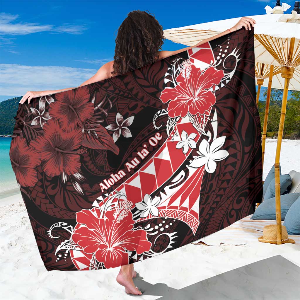 Hawaii Valentine Day Sarong Polynesian Hibiscus Art Style Red