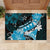 Hawaii Valentine Day Rubber Doormat Polynesian Hibiscus Art Style Turquoise