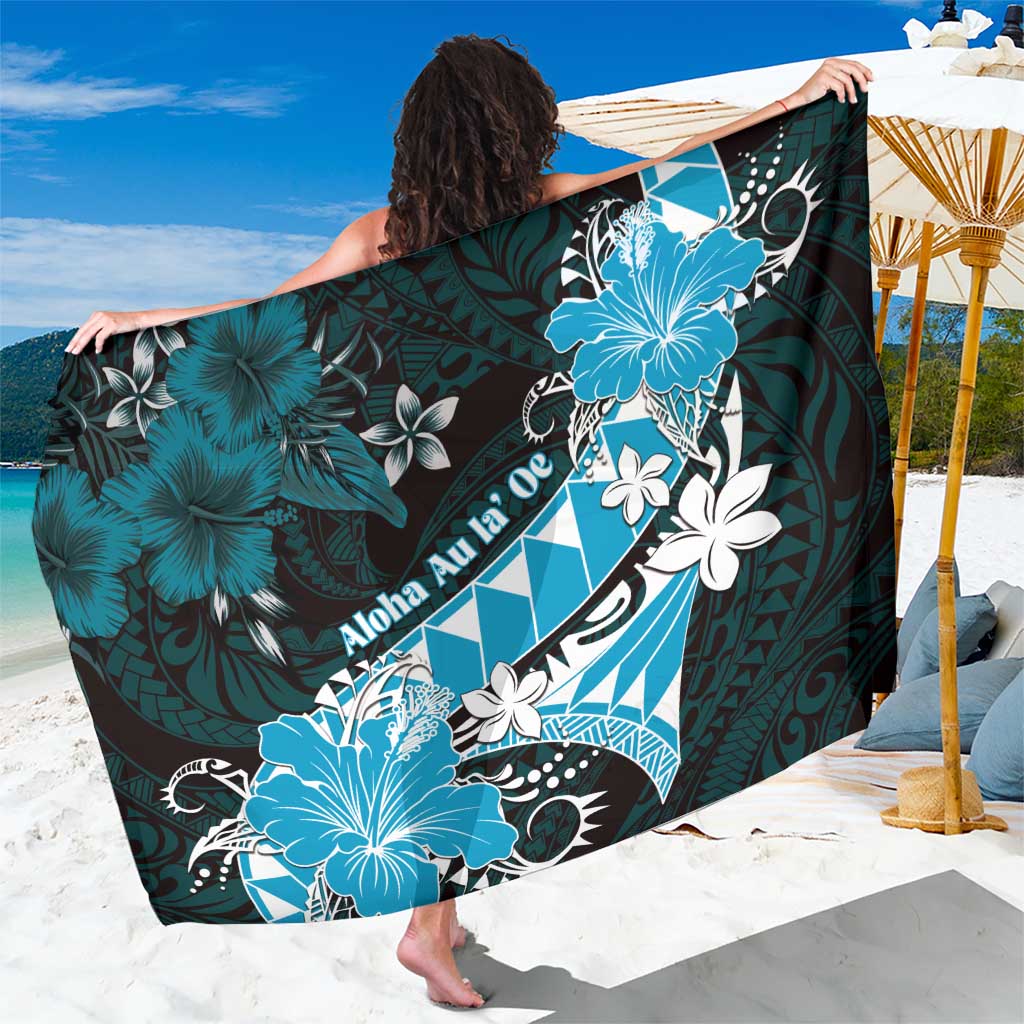 Hawaii Valentine Day Sarong Polynesian Hibiscus Art Style Turquoise