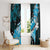 Hawaii Valentine Day Window Curtain Polynesian Hibiscus Art Style Turquoise