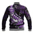 Personalised Hawaii Valentine Day Baseball Jacket Polynesian Hibiscus Art Style Purple