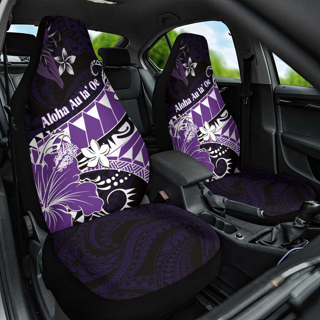 Hawaii Valentine Day Car Seat Cover Polynesian Hibiscus Art Style Purple